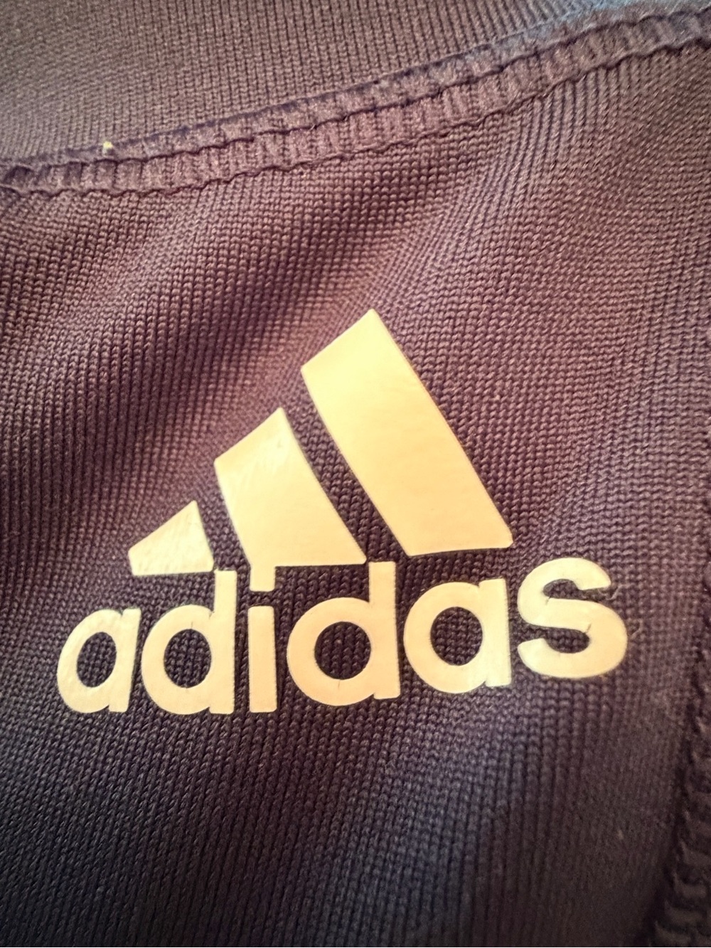 Adidas Navy Capri Athletic Leggings with Yellow Side Logo - Picture 4 of 5